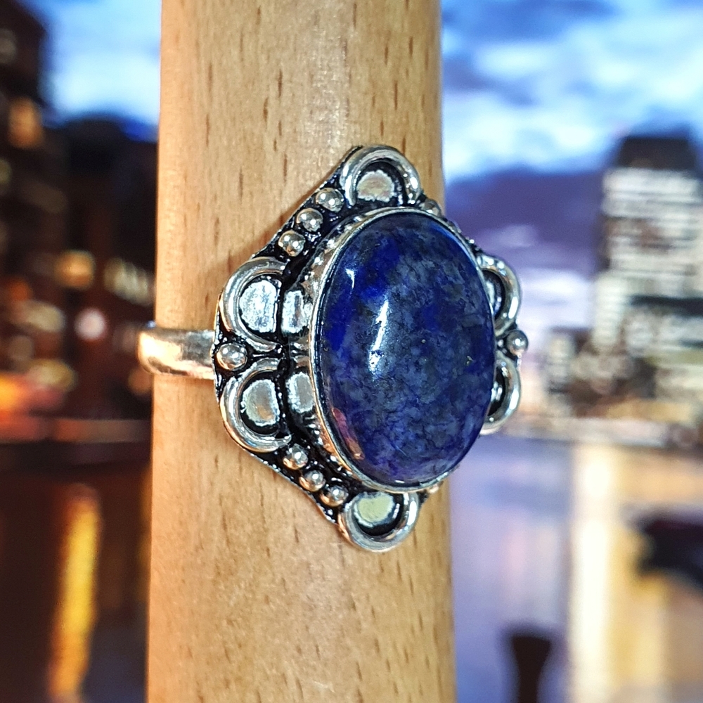 Lapis Lazuli Sterling Silver Plated Ring Size 9